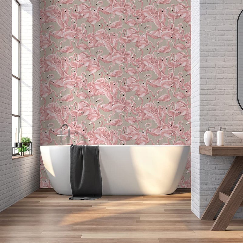 Tempaper Ballerina Pink Flamingo Removable Peel and Stick Wallpaper, 20.5 in X 16.5 ft, Made in the USA - Image 5